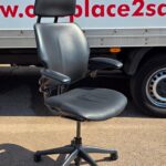 Humanscale Freedom Office Chair - Black Leather Seat with Headrest - Ergonomic