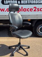 Humanscale Freedom Office Chair - Black Leather Seat with Headrest - Ergonomic