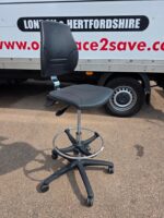 Adjustable Swivel Clinic Stool with Rubber Seat, Backrest and Foot Ring - Image 2