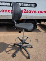 Adjustable Swivel Clinic Stool with Rubber Seat, Backrest and Foot Ring - Image 3