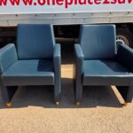 Genuine Leather Reception Armchairs – Pair of Black Modern Lounge Seats