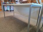 White Rectangular Office Desk | Modesty Panel, Cable Ports and Grey Frame- 160cm - Image 2
