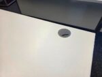 White Rectangular Office Desk | Modesty Panel, Cable Ports and Grey Frame- 160cm - Image 5