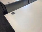 White Rectangular Office Desk | Modesty Panel, Cable Ports and Grey Frame- 160cm - Image 6
