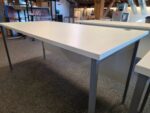 White Rectangular Office Desk | Modesty Panel, Cable Ports and Grey Frame- 160cm - Image 8