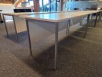 White Rectangular Office Desk | Modesty Panel, Cable Ports and Grey Frame- 160cm - Image 14