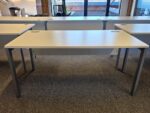 White Rectangular Office Desk | Modesty Panel and Cable Ports - 160cm Wide
