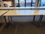 White Rectangular Office Desk | Modesty Panel and Cable Ports - 160cm Wide - Image 3