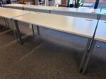 White Rectangular Office Desk | Modesty Panel and Cable Ports - 160cm Wide - Image 5