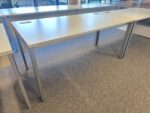 White Rectangular Office Desk | Modesty Panel and Cable Ports - 160cm Wide - Image 6