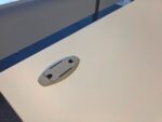 White Rectangular Office Desk | Modesty Panel and Cable Ports - 160cm Wide - Image 11