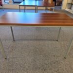 Walnut Effect Office Desk | Full Welded Grey Metal Frame - Rectangular 120cm Top