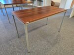 Walnut Effect Office Desk | Full Welded Grey Metal Frame - Rectangular 120cm Top - Image 2