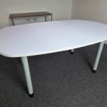 White Office Meeting Table | Rounded Corners Top and Central Cable Port  - 180cm
