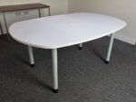 White Office Meeting Table | Rounded Corners Top and Central Cable Port  - 180cm - Image 2