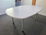 White Office Meeting Table | Rounded Corners Top and Central Cable Port  - 180cm - Image 3