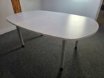 White Office Meeting Table | Rounded Corners Top and Central Cable Port  - 180cm - Image 4