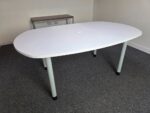 White Office Meeting Table | Rounded Corners Top and Central Cable Port  - 180cm - Image 5