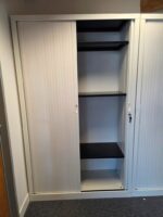 White Tambour Office Storage Cabinet | Lockable with Adjustable Shelves - 198cm - Image 2