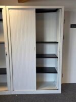White Tambour Office Storage Cabinet | Lockable with Adjustable Shelves - 198cm - Image 3
