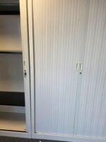 White Tambour Office Storage Cabinet | Lockable with Adjustable Shelves - 198cm - Image 4
