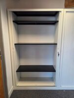 White Tambour Office Storage Cabinet | Lockable with Adjustable Shelves - 198cm - Image 5