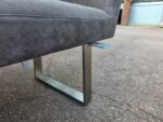 Reception Corner High Sofa with Steel Legs - Grey Suede Leather - 164cm - Image 8