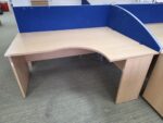 Right Hand Corner Desk with Cable Ports and Beech Effect Wave Top - 160cm Wide - Image 2