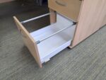Right Hand Corner Desk with Cable Ports and Beech Effect Wave Top - 160cm Wide - Image 4