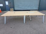 Oak Effect Boardroom Table with Power Sockets, Data Ports and Grey Frame - 320cm - Image 2