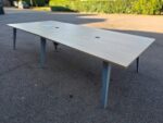 Oak Effect Boardroom Table with Power Sockets, Data Ports and Grey Frame - 320cm - Image 3