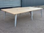 Oak Effect Boardroom Table with Power Sockets, Data Ports and Grey Frame - 320cm - Image 4