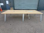 Oak Effect Boardroom Table with Power Sockets, Data Ports and Grey Frame - 320cm - Image 5