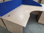 Right Hand Corner Desk with Cable Ports and Beech Effect Wave Top - 160cm Wide - Image 5
