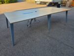 Oak Effect Boardroom Table with Power Sockets, Data Ports and Grey Frame - 320cm - Image 16