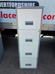 IKEA A4 Filing Cabinet | 4 Drawer Tall Grey and White Metal Office Storage