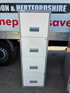 IKEA A4 Filing Cabinet | 4 Drawer Tall Grey and White Metal Lockable Storage