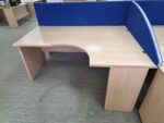 Right Hand Corner Desk with Cable Ports and Beech Effect Wave Top - 160cm Wide - Image 7
