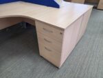 Right Hand Corner Desk with Cable Ports and Beech Effect Wave Top - 160cm Wide - Image 8