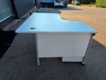 Left Hand Corner Desk with Mobile Pedestal | White L-Shaped Office Desk -  160cm - Image 5