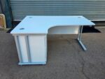 Left Hand Corner Desk with Mobile Pedestal | White L-Shaped Office Desk -  160cm - Image 4
