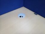 Right Hand Corner Desk with Cable Ports and Beech Effect Wave Top - 160cm Wide - Image 11