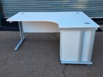 Right Hand Corner Desk with Mobile Pedestal | White L-Shaped Office Desk - 160cm