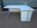 Right Hand Corner Desk with Mobile Pedestal | White L-Shaped Office Desk - 160cm - Image 2