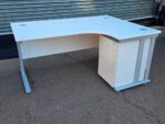 Right Hand Corner Desk with Mobile Pedestal | White L-Shaped Office Desk - 160cm - Image 3