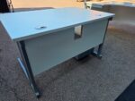 White Rectangular Office Desk with Slim Filing Pedestal and Cable Ports - 120cm - Image 8