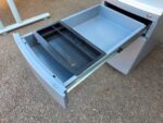 White Rectangular Office Desk with Slim Filing Pedestal and Cable Ports - 120cm - Image 11