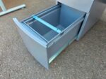 White Rectangular Office Desk with Slim Filing Pedestal and Cable Ports - 120cm - Image 12