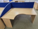 Left Hand Corner Desk with Cable Ports and Beech Effect Wave Top - 160cm Wide - Image 2