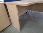 Left Hand Corner Desk with Cable Ports and Beech Effect Wave Top - 160cm Wide - Image 5